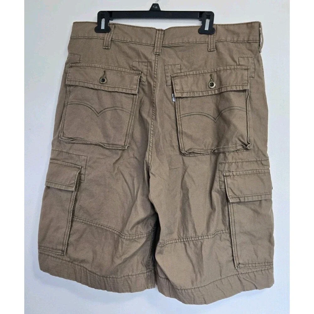 Levis Cargo Shorts Mens 36 Tan Lightweight Zipper Outdoor Camping Hiking